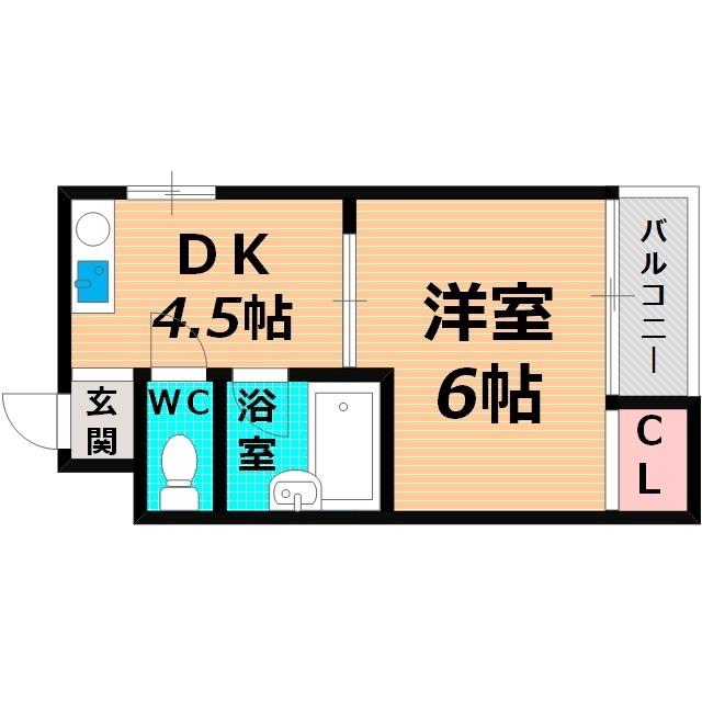 メイゾン太子橋(1DK/2階)の間取り写真