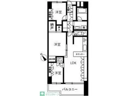 アイビハイツ南品川(3LDK/9階)の間取り写真