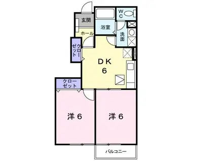 フラワーヒル B(2DK/1階)の間取り写真