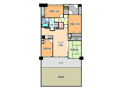 ナイスグランソレイユ越戸(4LDK/1階)の間取り写真