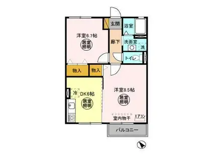 メゾンエクレール(2DK/2階)の間取り写真