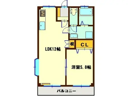 リバティー鈴木(1LDK/2階)の間取り写真