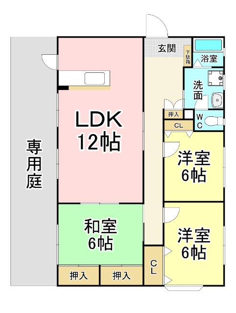 カメリアII(3LDK/1階)の間取り写真