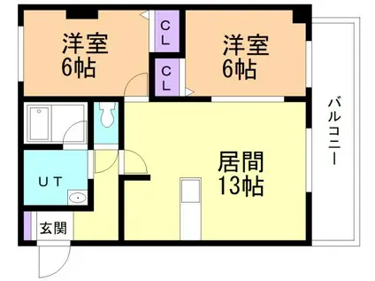 シャルマン中島(2LDK/6階)の間取り写真
