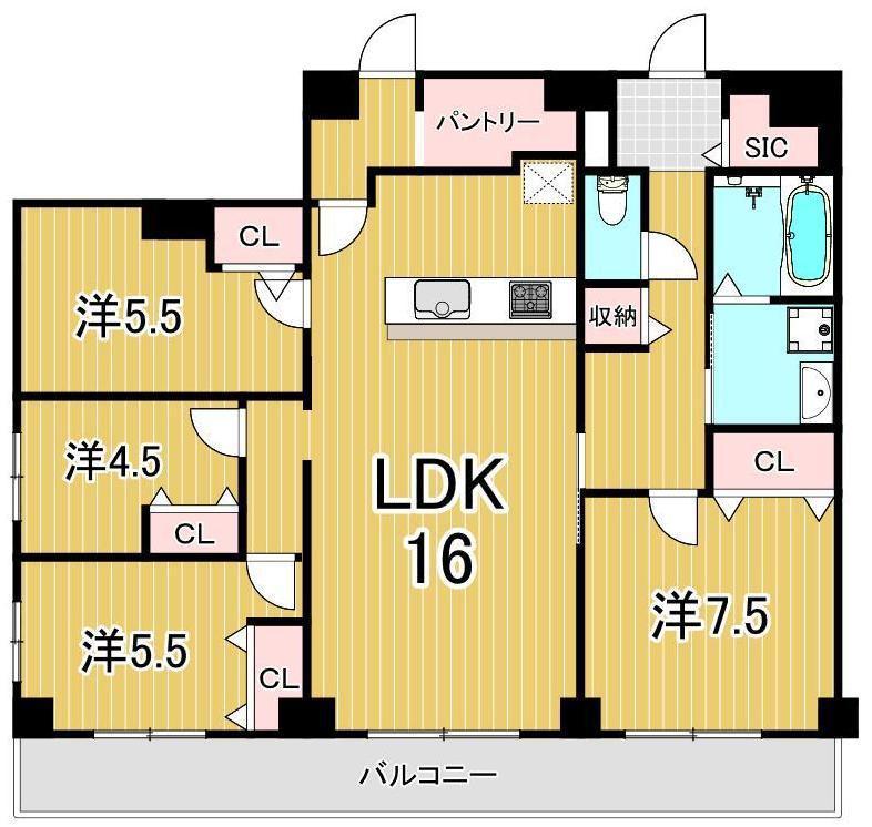 第一サイプレスマンション(4LDK/2階)の間取り写真