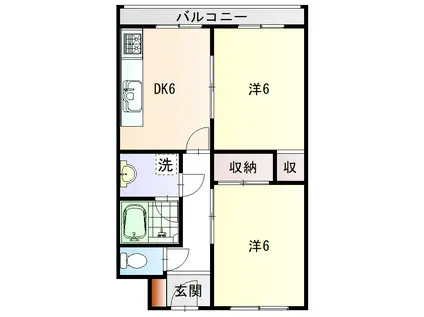 笠舞レジデンス(2DK/4階)の間取り写真