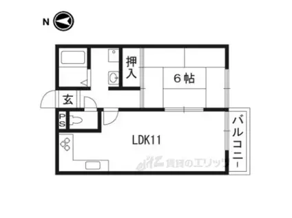 シャルマン宇津根(1LDK/2階)の間取り写真