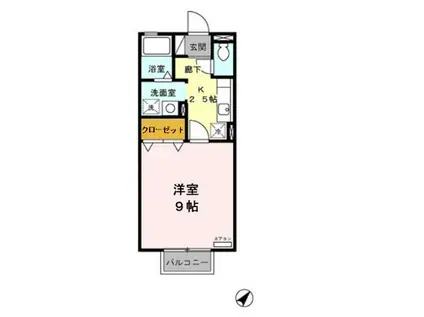 カーサ八橋(1K/2階)の間取り写真