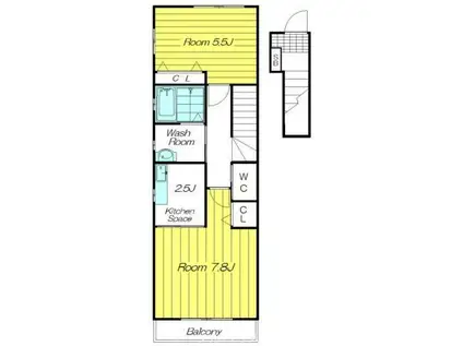 コンフォート・ネクストB棟(1LDK/2階)の間取り写真