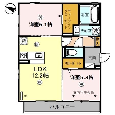ホワイトハイツII(2LDK/2階)の間取り写真