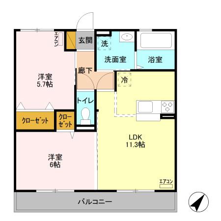 セジュール富久(2LDK/3階)の間取り写真