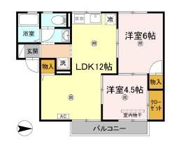 プレセジュール中央(2LDK/2階)の間取り写真
