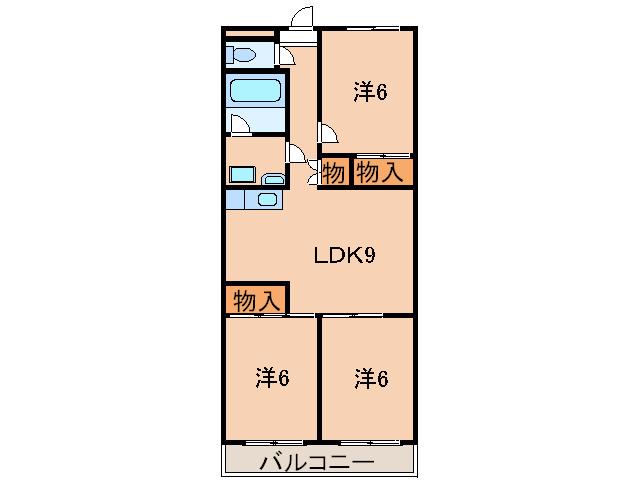 宮崎ビル(3LDK/2階)の間取り写真