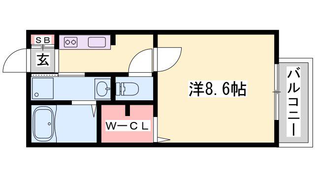 マメゾンI(1K/1階)の間取り写真