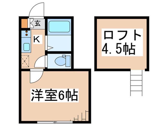 ロッシェル共和1号棟(1K/2階)の間取り写真
