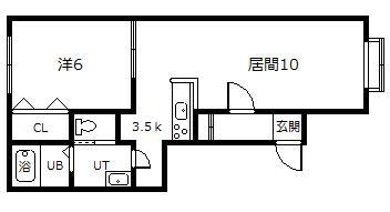 ゴリラ V(1LDK/1階)の間取り写真