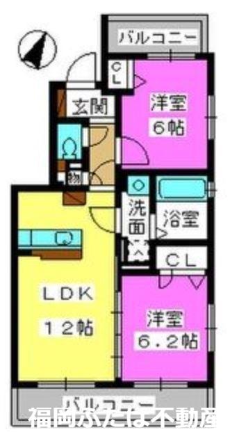 LYNX OHASHI(2LDK/2階)の間取り写真