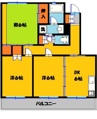 モア・グランドリーMY A棟(3DK/2階)の間取り写真