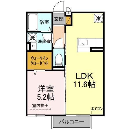 フェリーチェB(1LDK/2階)の間取り写真