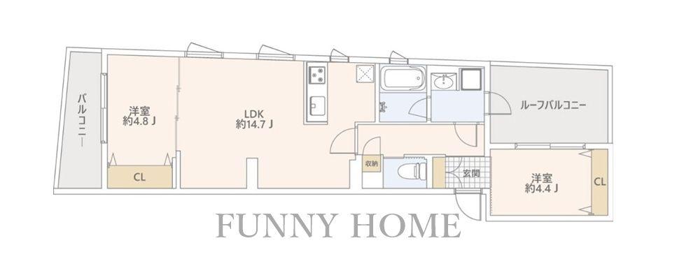 GRANDUO世田谷XIII(2LDK/5階)の間取り写真