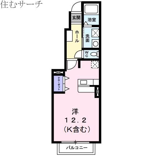 エアリー谷口B(ワンルーム/1階)の間取り写真