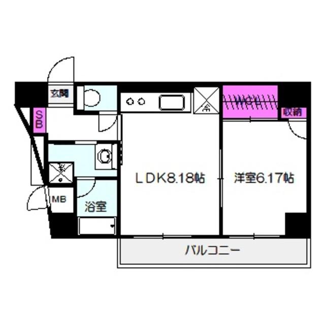 大橋マンション5番館(1LDK/6階)の間取り写真