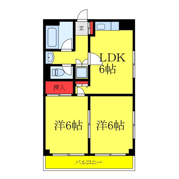 シャルム沢井(2DK/1階)の間取り写真