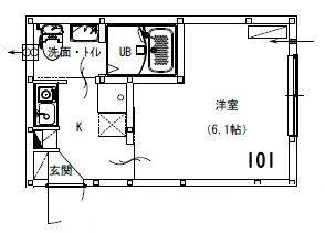 アルサーヴ千葉(1K/1階)の間取り写真