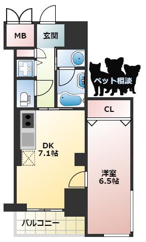 ORSUS新大阪(1DK/10階)の間取り写真