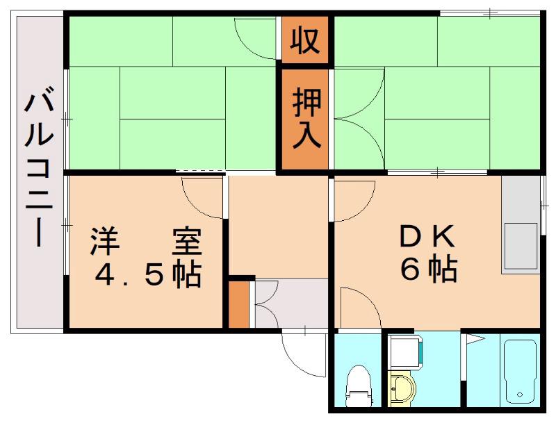 コーポロイヤル飛鳥(3DK/2階)の間取り写真