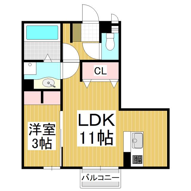 ラ・リヴィエール(1LDK/2階)の間取り写真