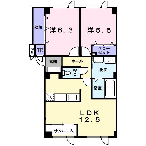 サカタハイム(2LDK/2階)の間取り写真