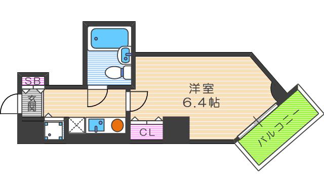ロータリー天神橋(1K/11階)の間取り写真