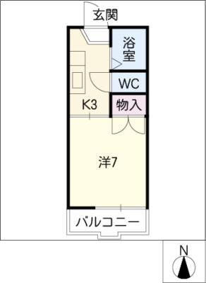 ノーブル多津美(1K/1階)の間取り写真