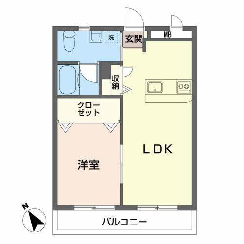 カーサウィル(1LDK/4階)の間取り写真