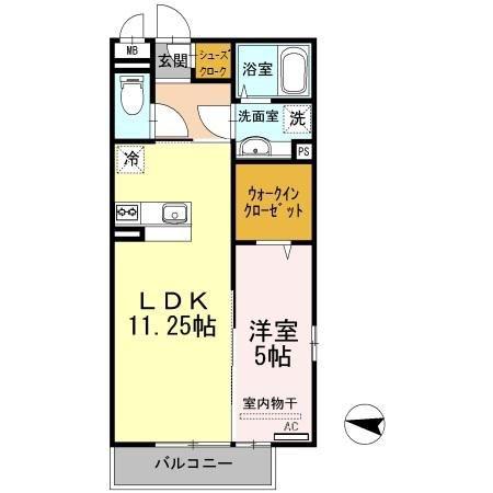 SERENO黒田(1LDK/2階)の間取り写真