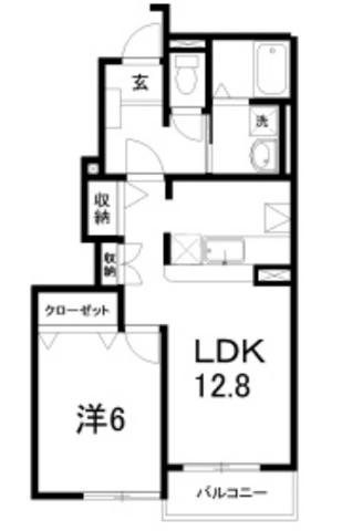 アヴァンパルクE・W(1LDK/1階)の間取り写真