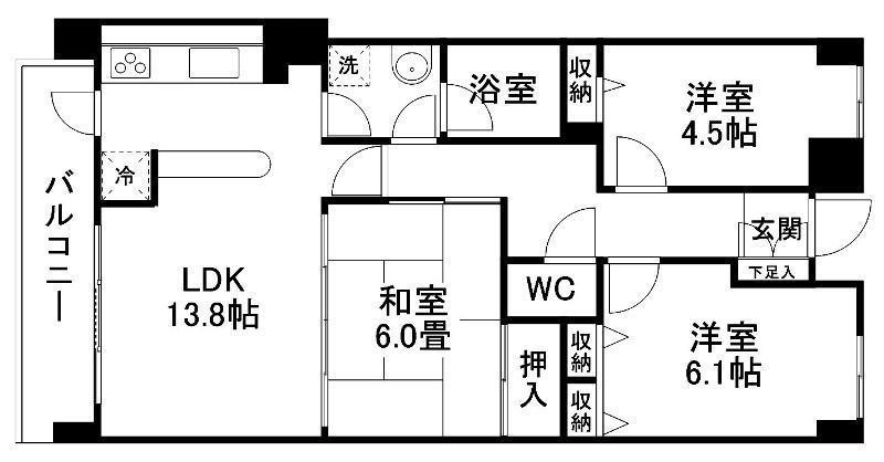 セントレアカマ V(3LDK/9階)の間取り写真