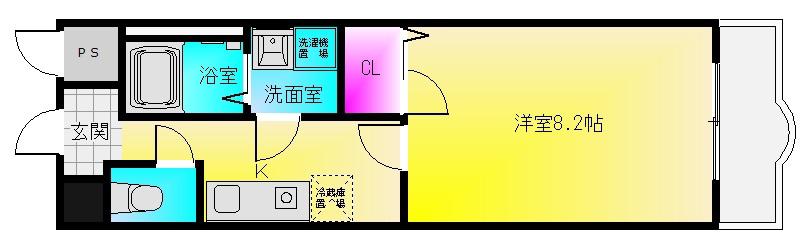 ルミエール八尾II(1K/9階)の間取り写真