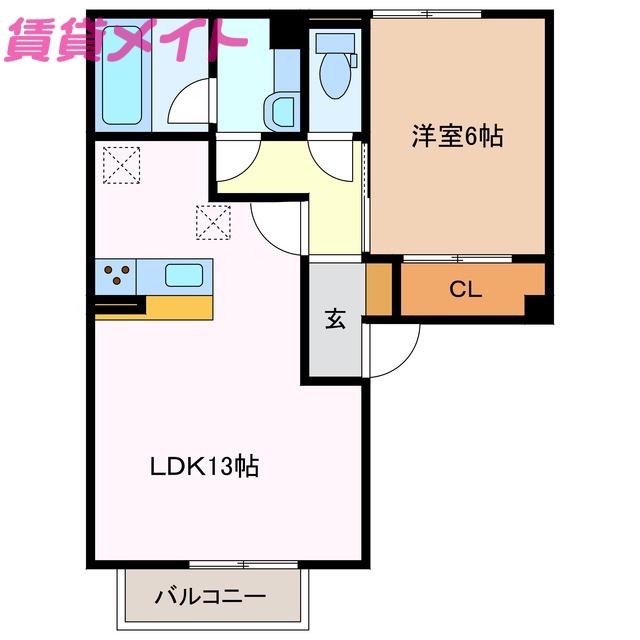パルミエ III(1LDK/1階)の間取り写真