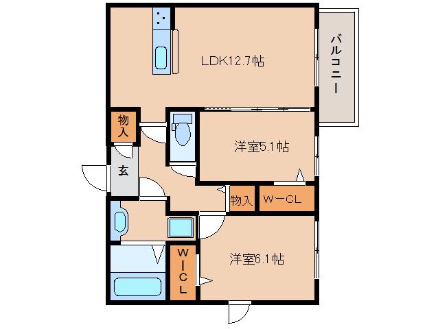 グローリー(2LDK/3階)の間取り写真