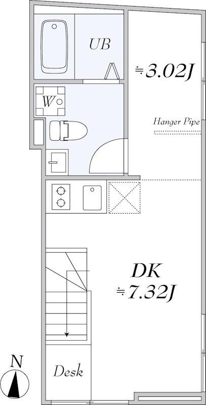 LALA CUBE(1DK/2階)の間取り写真