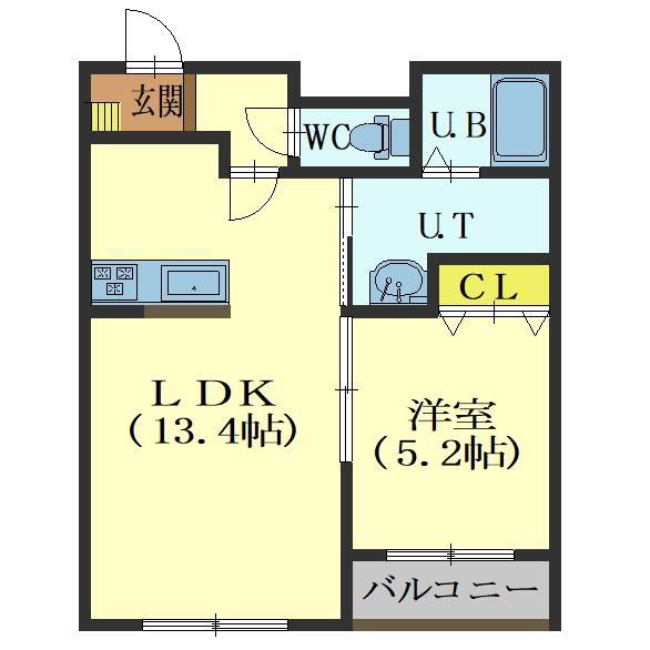 セレース(1LDK/4階)の間取り写真