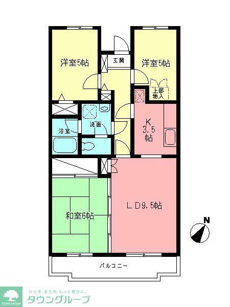 原当麻Mハイツ(3LDK/2階)の間取り写真