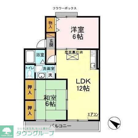 カーサみつわ台H(2LDK/2階)の間取り写真