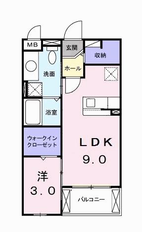 サンハウス志家(1LDK/3階)の間取り写真