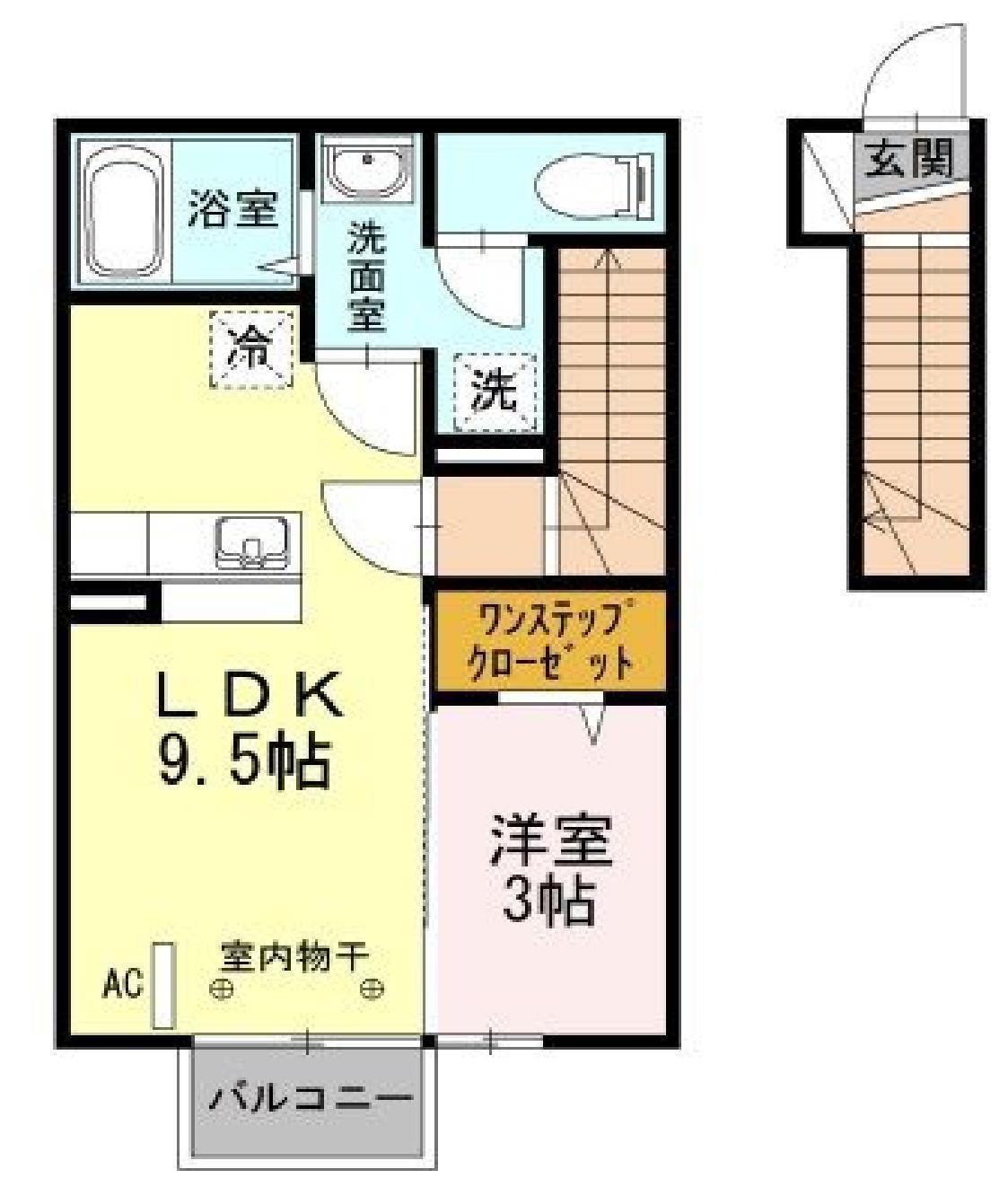 ラフィネ(1LDK/2階)の間取り写真