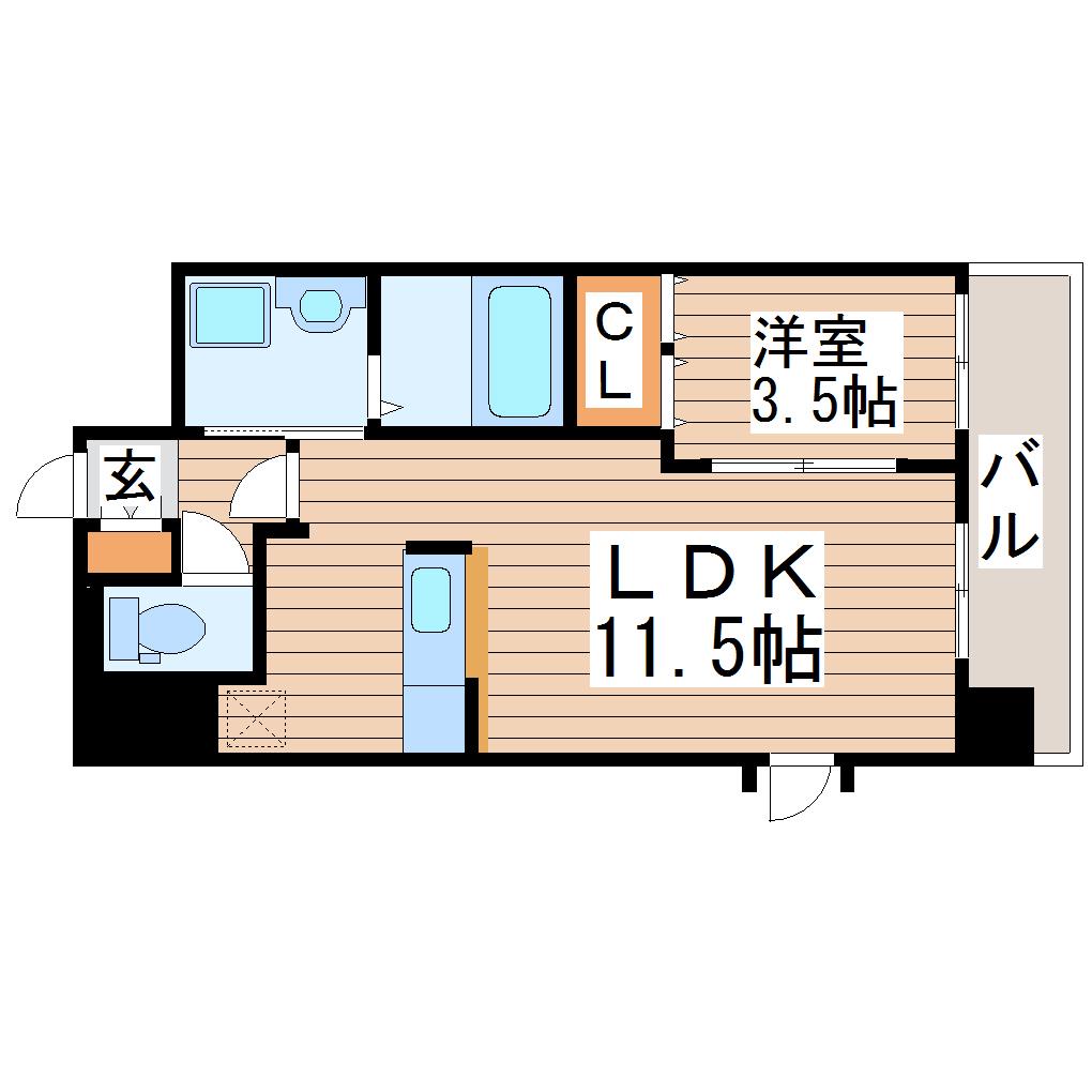 LASANTE薬師堂(1LDK/5階)の間取り写真