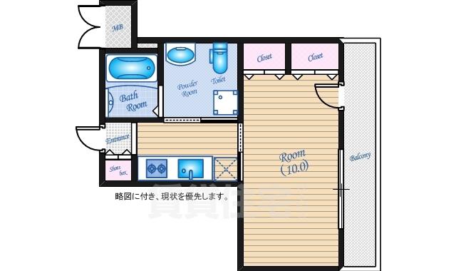 ラフォーレ観音(1K/3階)の間取り写真