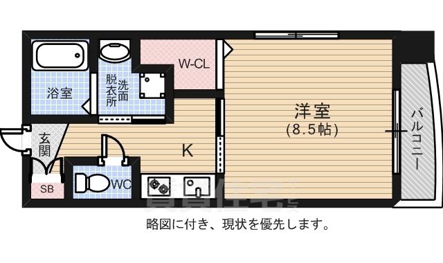 ルービンス観音町(1K/6階)の間取り写真
